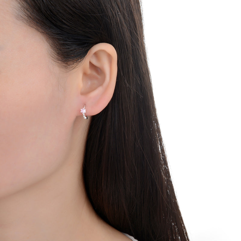 Argollas Cristal Rosado - Plata 925