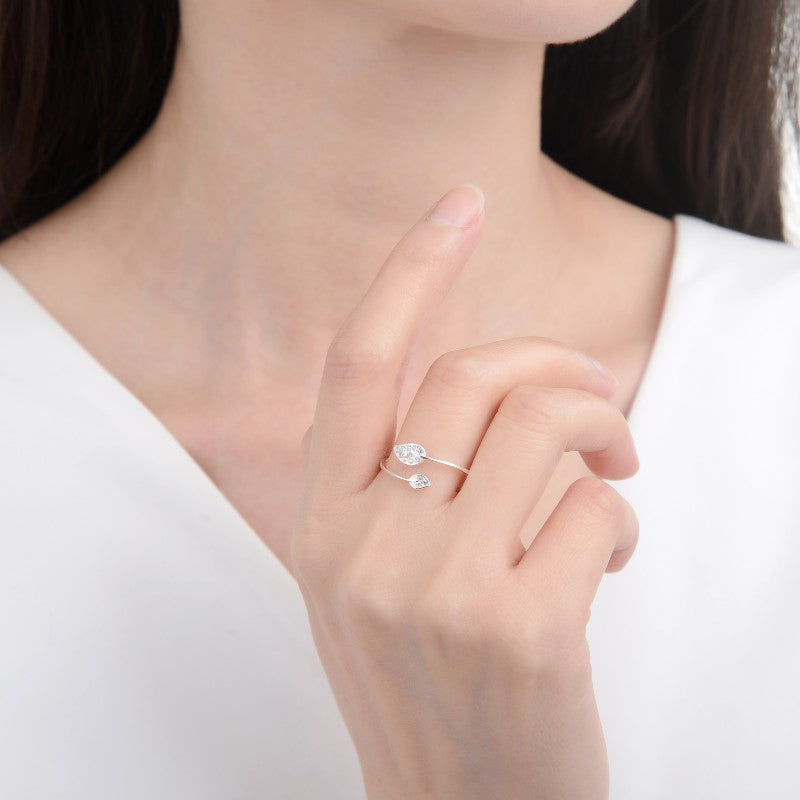 Anillo Hoja Ajustable - Plata 925