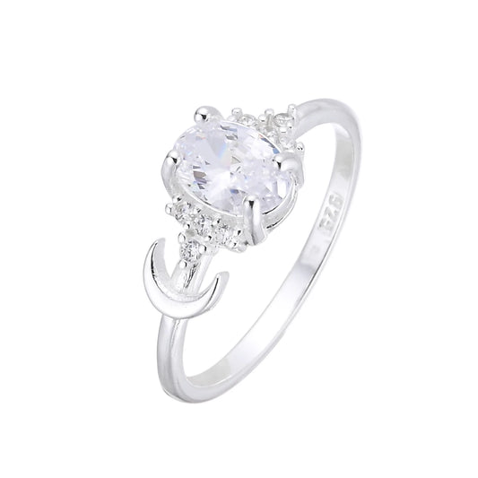 Anillo Cristal y Luna - Plata 925