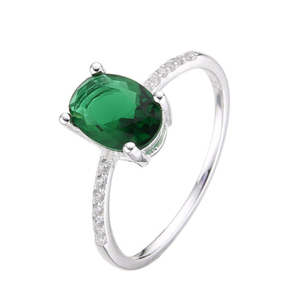 Anillo Piedra Verde Ovalada - Plata 925