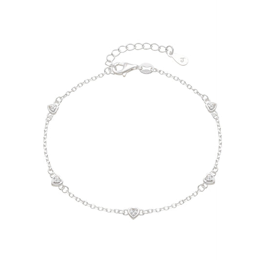 Pulsera Corazones 20cm Ajustable - Plata 925