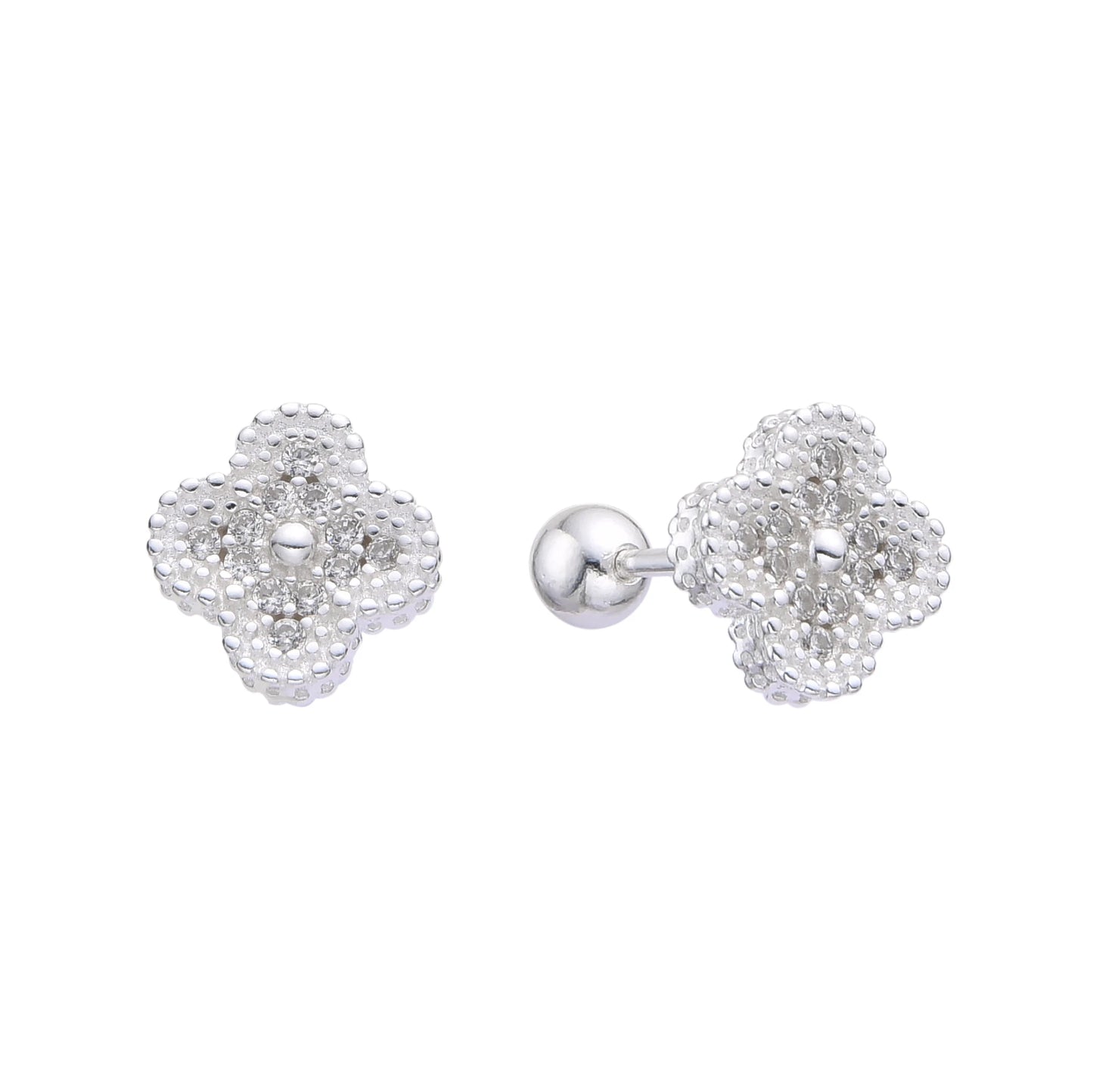 Zarcillos Flor Tapa de Rosca - Plata 925