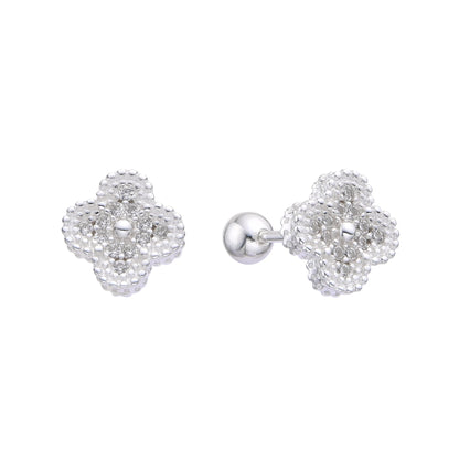 Zarcillos Flor Tapa de Rosca - Plata 925