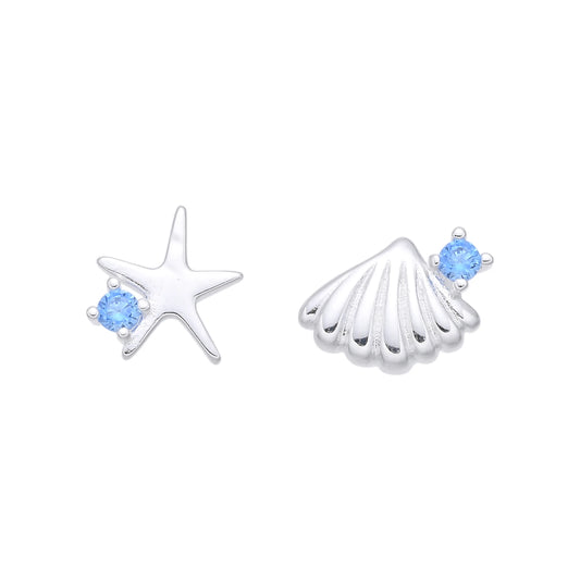 Zarcillos Estrella y Concha - Plata 925