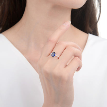 Anillo Piedra Azul Ovalada - Plata 925