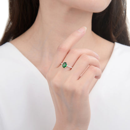 Anillo Piedra Verde Ovalada - Plata 925
