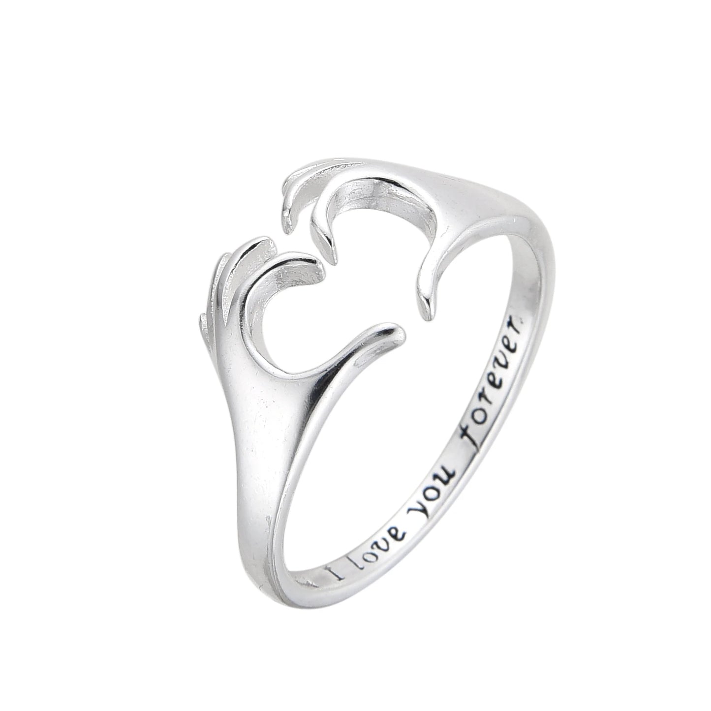 Anillo Mano Formando Corazon Plata 925 Ajustable