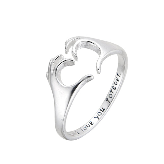 Anillo Mano Formando Corazon Plata 925