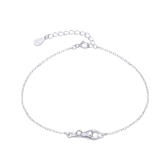 Pulsera Dije Gato 20cm Ajustable - Plata 925