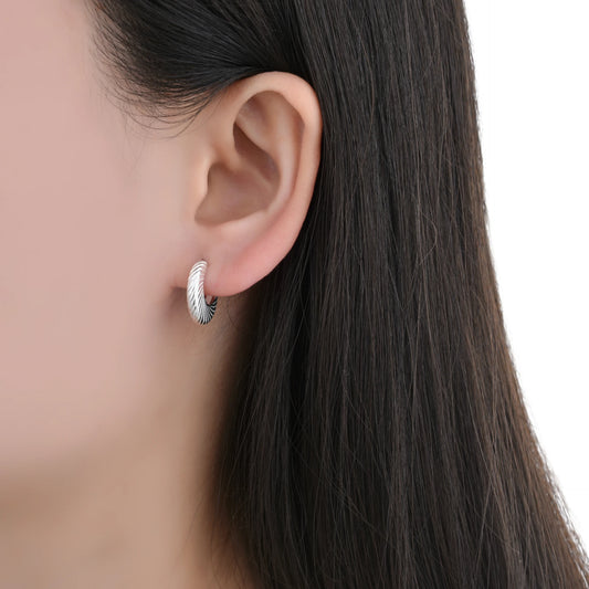 Zarcillos Media Argollas - Plata 925