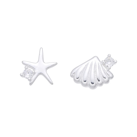 Zarcillos Estrella y Concha - Plata 925