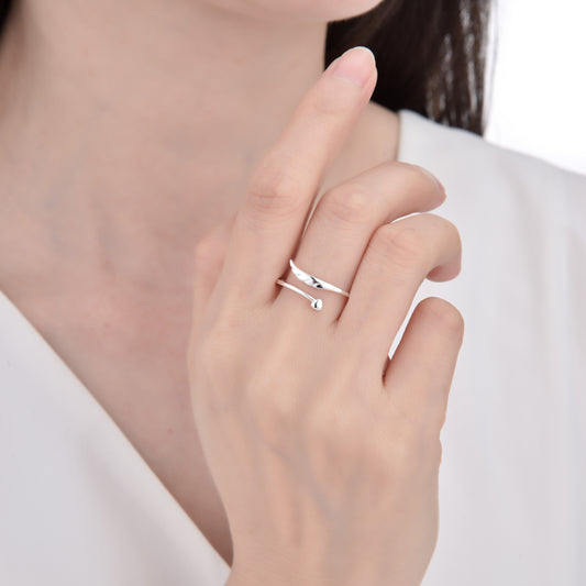 Anillo Ala y Corazon Ajustable - Plata 925