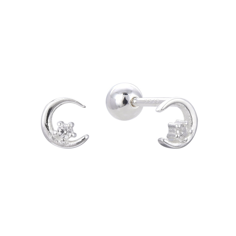 Zarcillos Luna Tapa de Rosca - Plata 925