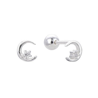 Zarcillos Luna Tapa de Rosca - Plata 925