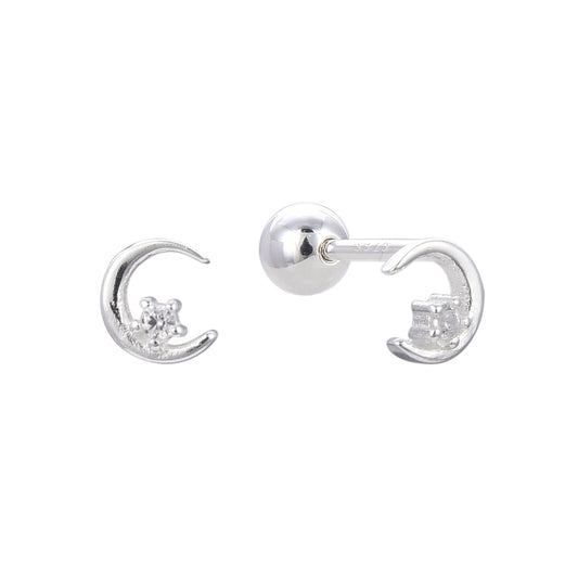 Zarcillos Luna Tapa de Rosca - Plata 925