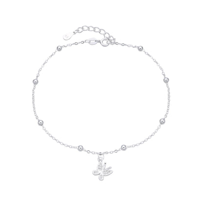 Tobillera Dije Mariposa 25cm Ajustable - Plata 925