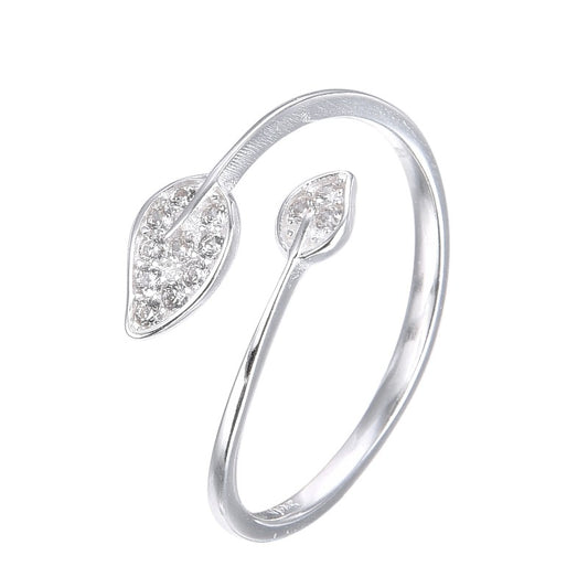 Anillo Hoja Ajustable - Plata 925