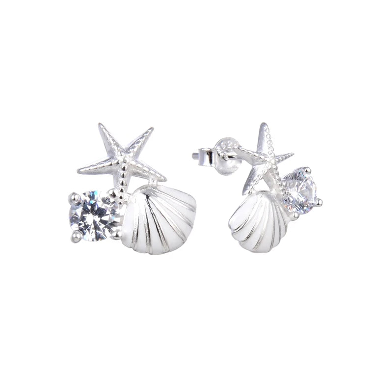 Zarcillos Estrellas y Conchas - Plata 925