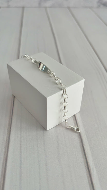 Esclava Placa Ovalada con aros 15,4cm - Plata 925