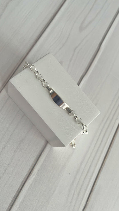 Esclava Placa Ovalada con aros 15,4cm - Plata 925