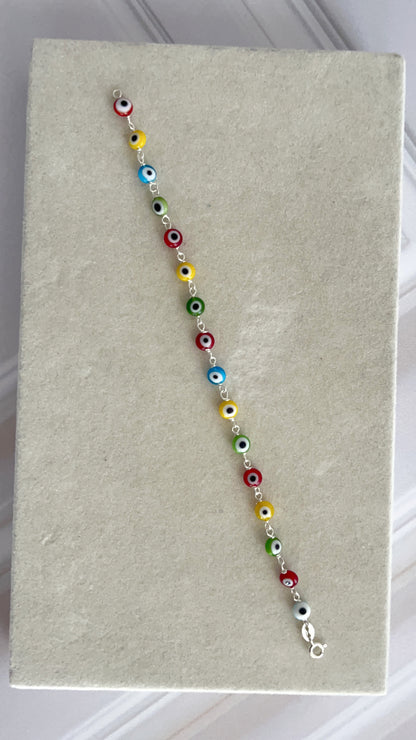 Pulsera Ojos 6mm - 19cm - Plata 925