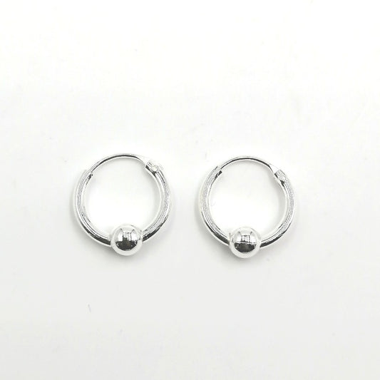 Argollas con bolita Plata 925