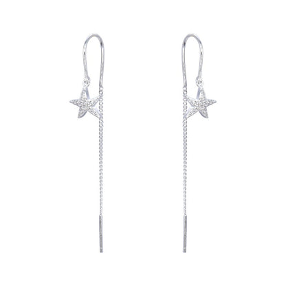 Zarcillos Largos de Estrellas - Plata 925