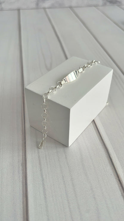 Esclava Placa Ovalada con aros 15,4cm - Plata 925