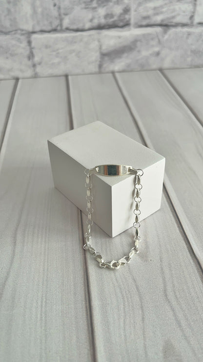 Esclava Placa Ovalada con aros 15,4cm - Plata 925